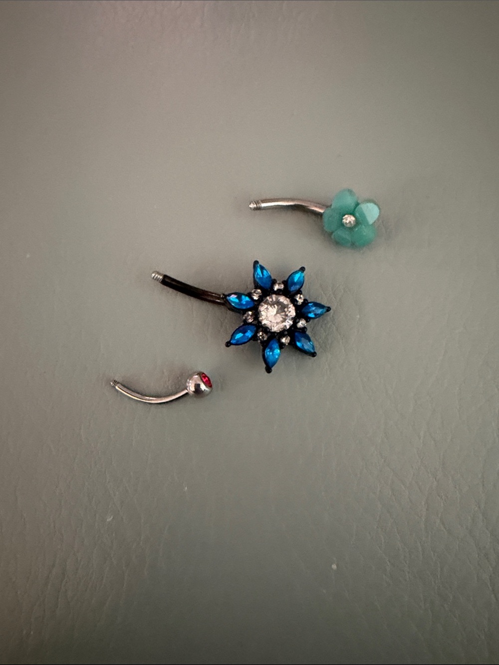 Blue Crystal Flower Belly Ring Set - Women Accessories